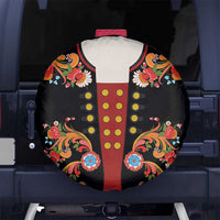Norwegian Male Bunad Spare Tire Cover with Rosemaling Folk Art Black Color - Wonder Print Shop