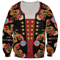 Norwegian Male Bunad Sweatshirt with Rosemaling Folk Art Black Color - Wonder Print Shop
