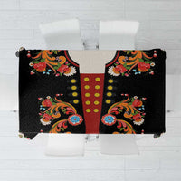 Norwegian Male Bunad Tablecloth with Rosemaling Folk Art Black Color - Wonder Print Shop