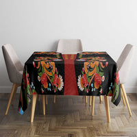 Norwegian Male Bunad Tablecloth with Rosemaling Folk Art Black Color - Wonder Print Shop