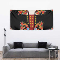 Norwegian Male Bunad Tapestry with Rosemaling Folk Art Black Color - Wonder Print Shop
