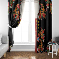 Norwegian Male Bunad Window Curtain with Rosemaling Folk Art Black Color - Wonder Print Shop