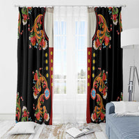 Norwegian Male Bunad Window Curtain with Rosemaling Folk Art Black Color - Wonder Print Shop
