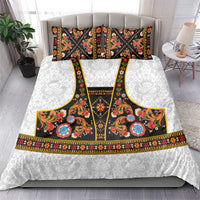 Norwegian Female Bunad Bedding Set with Rosemaling Folk Art Black Color - Wonder Print Shop