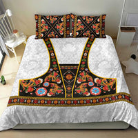 Norwegian Female Bunad Bedding Set with Rosemaling Folk Art Black Color - Wonder Print Shop
