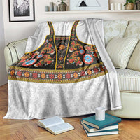 Norwegian Female Bunad Blanket with Rosemaling Folk Art Black Color - Wonder Print Shop