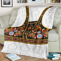 Norwegian Female Bunad Blanket with Rosemaling Folk Art Black Color - Wonder Print Shop