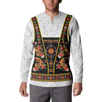 Norwegian Female Bunad Button Sweatshirt with Rosemaling Folk Art Black Color - Wonder Print Shop