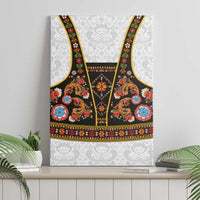 Norwegian Female Bunad Canvas Wall Art with Rosemaling Folk Art Black Color - Wonder Print Shop