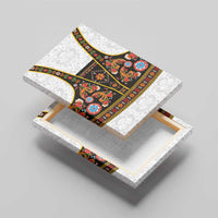 Norwegian Female Bunad Canvas Wall Art with Rosemaling Folk Art Black Color - Wonder Print Shop