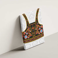 Norwegian Female Bunad Canvas Wall Art with Rosemaling Folk Art Black Color - Wonder Print Shop