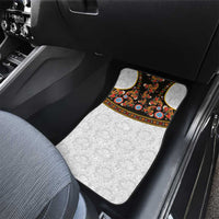 Norwegian Female Bunad Car Mats with Rosemaling Folk Art Black Color - Wonder Print Shop