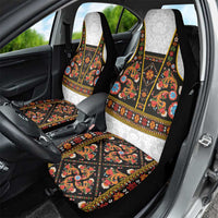 Norwegian Female Bunad Car Seat Cover with Rosemaling Folk Art Black Color - Wonder Print Shop