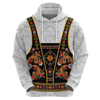 Norwegian Female Bunad Hoodie with Rosemaling Folk Art Black Color - Wonder Print Shop