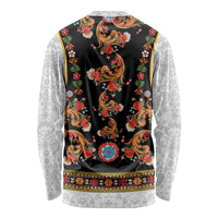 Norwegian Female Bunad Long Sleeve Shirt with Rosemaling Folk Art Black Color - Wonder Print Shop