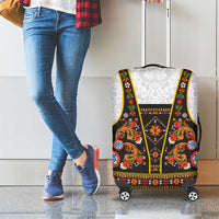 Norwegian Female Bunad Luggage Cover with Rosemaling Folk Art Black Color - Wonder Print Shop