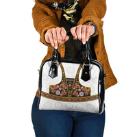 Norwegian Female Bunad Shoulder Handbag with Rosemaling Folk Art Black Color - Wonder Print Shop