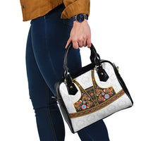 Norwegian Female Bunad Shoulder Handbag with Rosemaling Folk Art Black Color - Wonder Print Shop