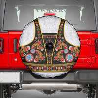 Norwegian Female Bunad Spare Tire Cover with Rosemaling Folk Art Black Color - Wonder Print Shop