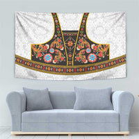 Norwegian Female Bunad Tapestry with Rosemaling Folk Art Black Color - Wonder Print Shop