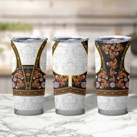 Norwegian Female Bunad Tumbler Cup with Rosemaling Folk Art Black Color - Wonder Print Shop