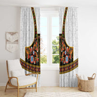 Norwegian Female Bunad Window Curtain with Rosemaling Folk Art Black Color - Wonder Print Shop