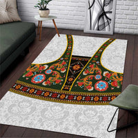 Norwegian Female Bunad Area Rug with Rosemaling Folk Art Green Color - Wonder Print Shop