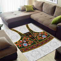 Norwegian Female Bunad Area Rug with Rosemaling Folk Art Green Color - Wonder Print Shop