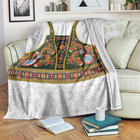 Norwegian Female Bunad Blanket with Rosemaling Folk Art Green Color - Wonder Print Shop