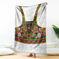 Norwegian Female Bunad Blanket with Rosemaling Folk Art Green Color - Wonder Print Shop