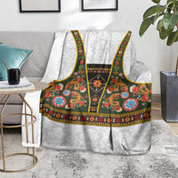 Norwegian Female Bunad Blanket with Rosemaling Folk Art Green Color - Wonder Print Shop