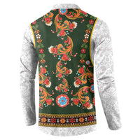 Norwegian Female Bunad Button Sweatshirt with Rosemaling Folk Art Green Color - Wonder Print Shop