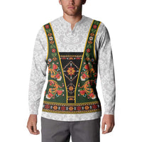 Norwegian Female Bunad Button Sweatshirt with Rosemaling Folk Art Green Color - Wonder Print Shop