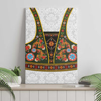 Norwegian Female Bunad Canvas Wall Art with Rosemaling Folk Art Green Color - Wonder Print Shop