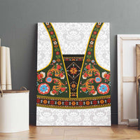 Norwegian Female Bunad Canvas Wall Art with Rosemaling Folk Art Green Color - Wonder Print Shop