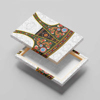 Norwegian Female Bunad Canvas Wall Art with Rosemaling Folk Art Green Color - Wonder Print Shop