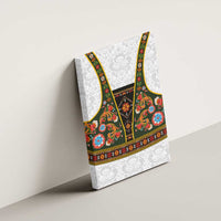 Norwegian Female Bunad Canvas Wall Art with Rosemaling Folk Art Green Color - Wonder Print Shop