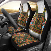 Norwegian Female Bunad Car Seat Cover with Rosemaling Folk Art Green Color - Wonder Print Shop