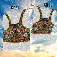 Norwegian Female Bunad Garden Flag with Rosemaling Folk Art Green Color - Wonder Print Shop