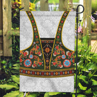 Norwegian Female Bunad Garden Flag with Rosemaling Folk Art Green Color - Wonder Print Shop