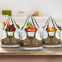 Norwegian Female Bunad Grocery Bag with Rosemaling Folk Art Green Color - Wonder Print Shop
