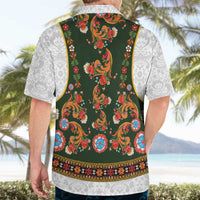 Norwegian Female Bunad Hawaiian Shirt with Rosemaling Folk Art Green Color - Wonder Print Shop