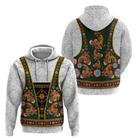 Norwegian Female Bunad Hoodie with Rosemaling Folk Art Green Color - Wonder Print Shop