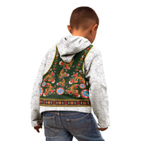Norwegian Female Bunad Kid Hoodie with Rosemaling Folk Art Green Color - Wonder Print Shop