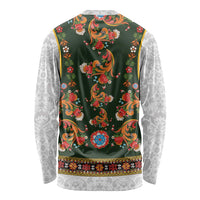 Norwegian Female Bunad Long Sleeve Shirt with Rosemaling Folk Art Green Color - Wonder Print Shop