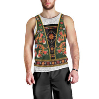 Norwegian Female Bunad Men Tank Top with Rosemaling Folk Art Green Color - Wonder Print Shop
