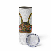Norwegian Female Bunad Skinny Tumbler with Rosemaling Folk Art Green Color - Wonder Print Shop