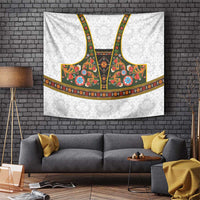 Norwegian Female Bunad Tapestry with Rosemaling Folk Art Green Color - Wonder Print Shop