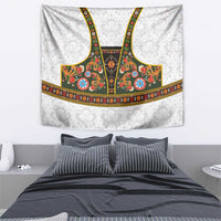 Norwegian Female Bunad Tapestry with Rosemaling Folk Art Green Color - Wonder Print Shop