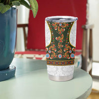 Norwegian Female Bunad Tumbler Cup with Rosemaling Folk Art Green Color - Wonder Print Shop